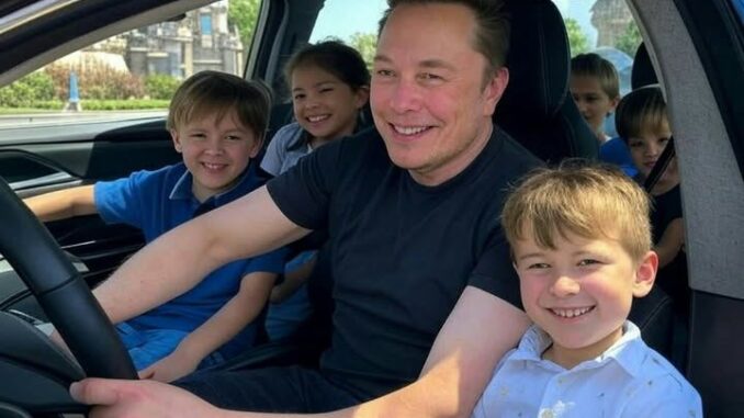 3.Elon Musk shares a priceless moment with his kids, proving that even the busiest minds make